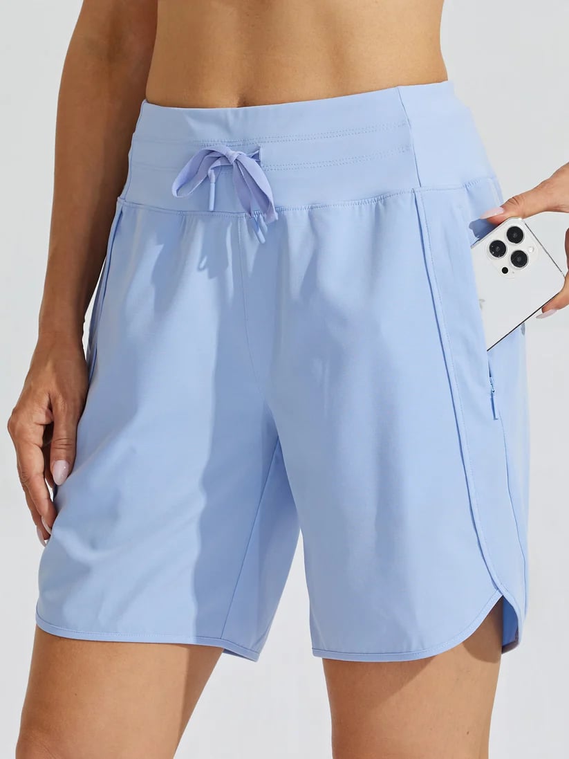 Short deportivo de mujer con cintura alta y bolsillos
