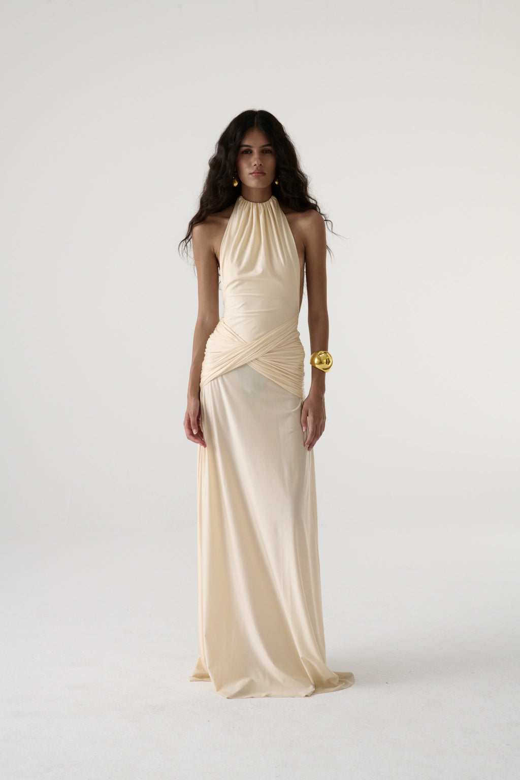 Vestido halter La Salsera en blanco roto