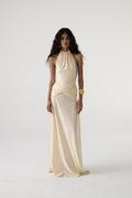 Vestido halter La Salsera en blanco roto