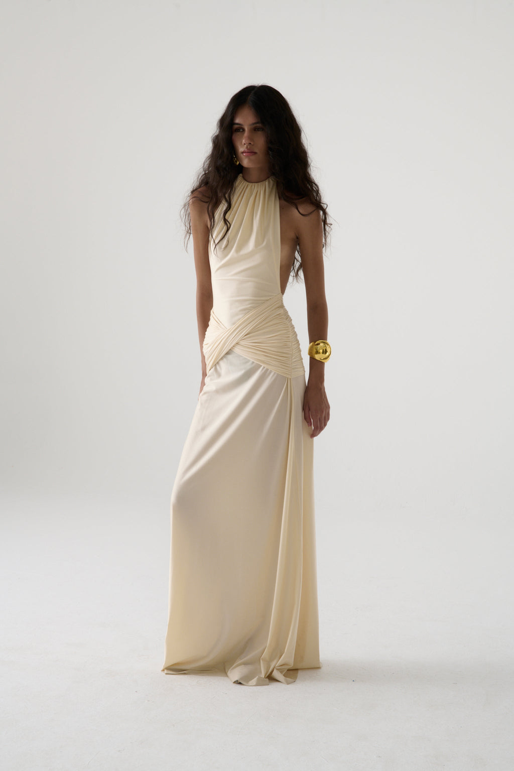 Vestido halter La Salsera en blanco roto