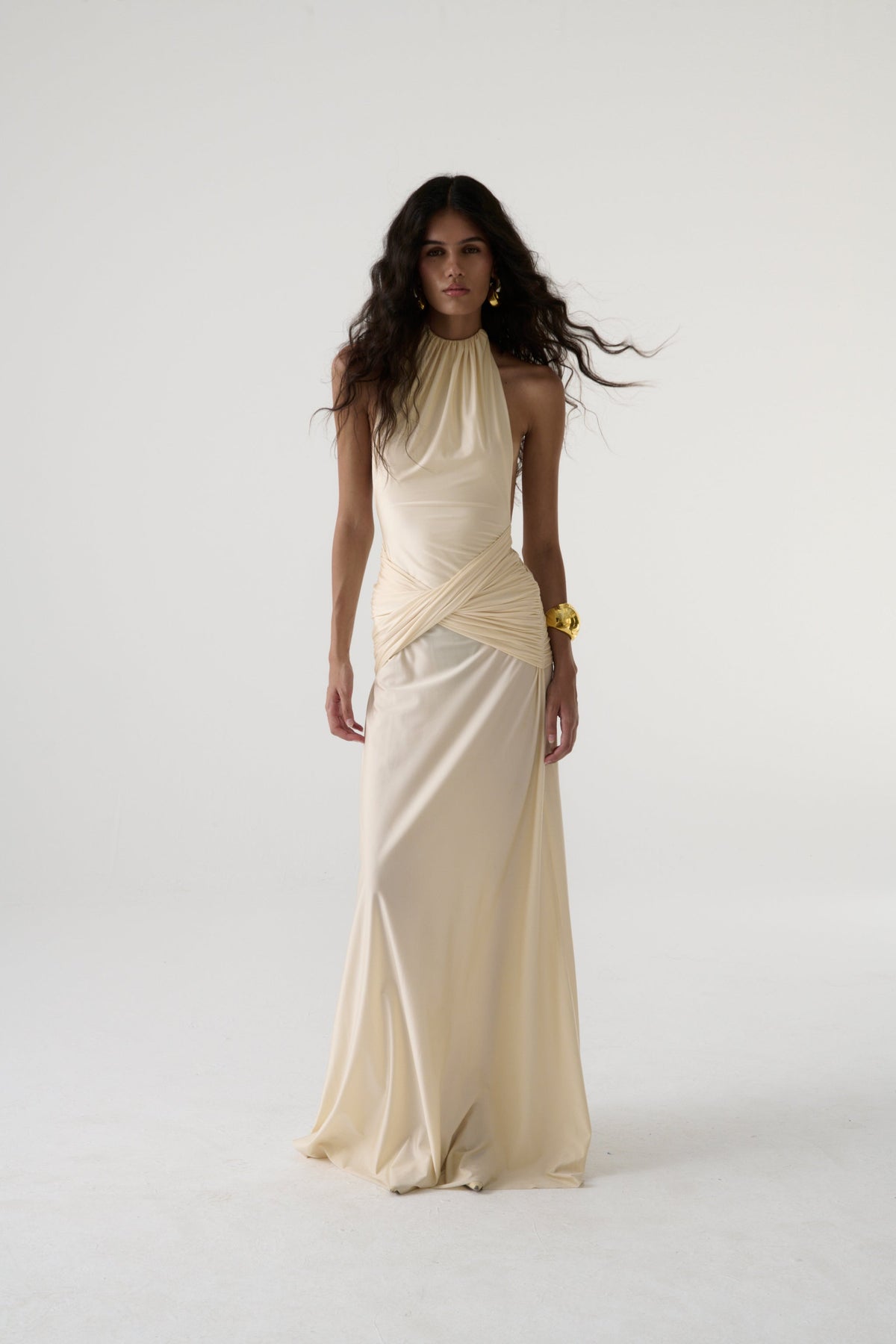 Vestido halter La Salsera en blanco roto