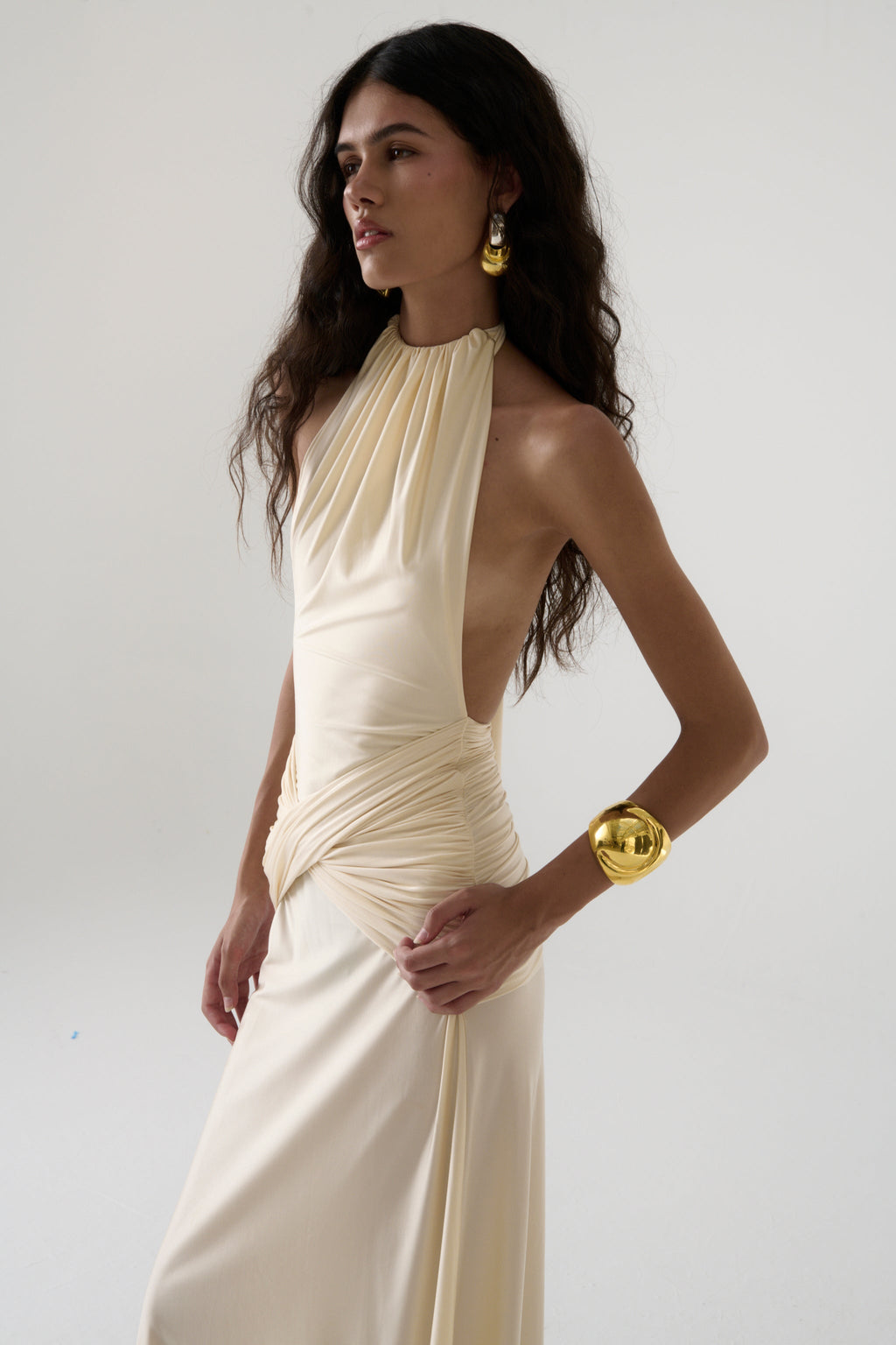 Vestido halter La Salsera en blanco roto