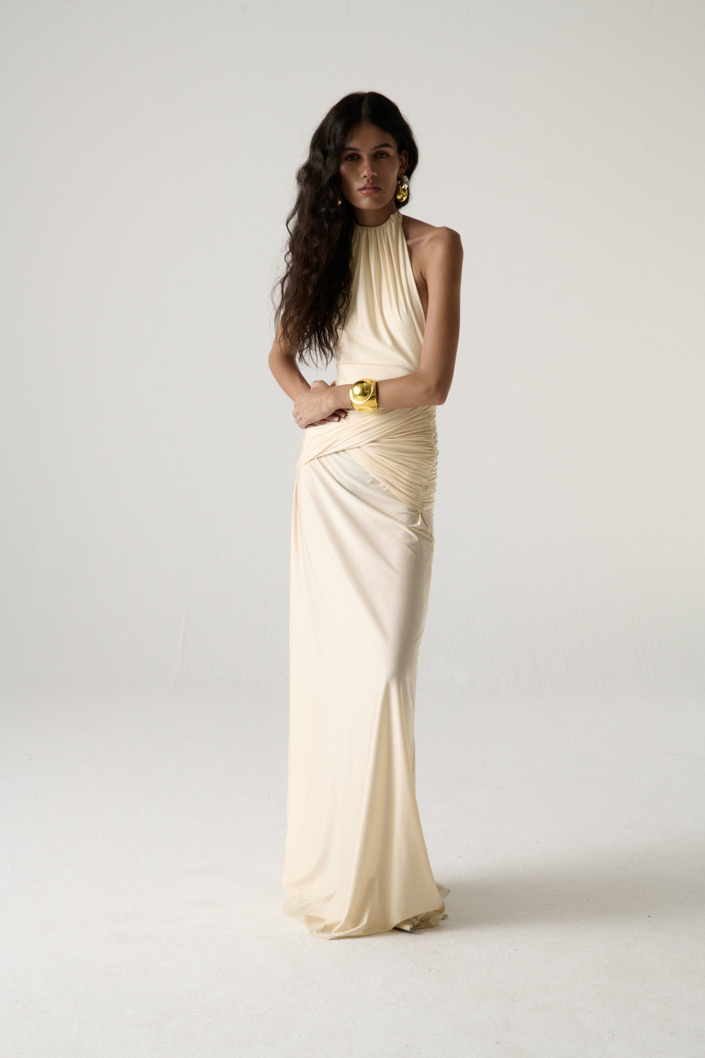 Vestido halter La Salsera en blanco roto