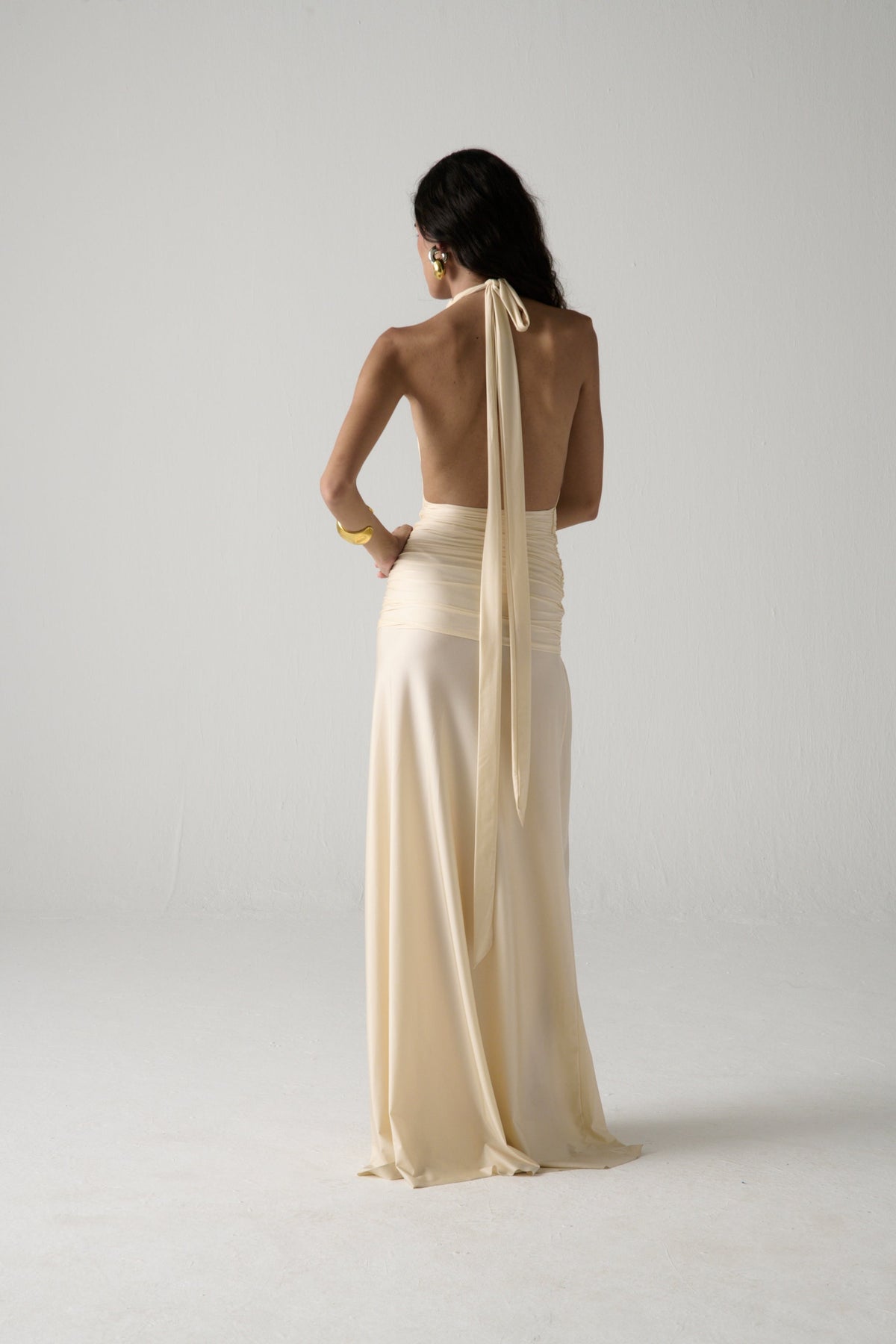 Vestido halter La Salsera en blanco roto