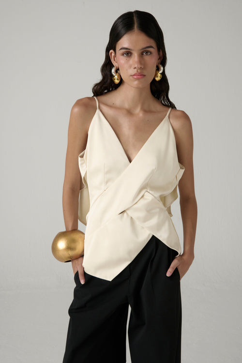 Blusa cruzada La Movidita en blanco roto