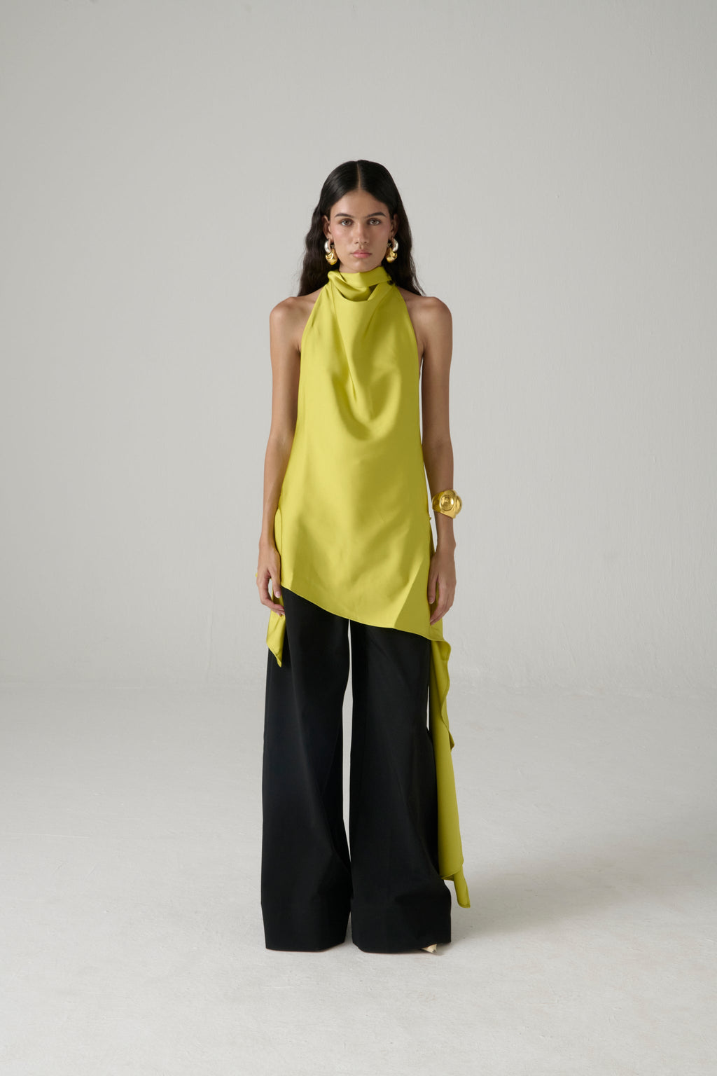 Blusa halter La Joyita en verde lima