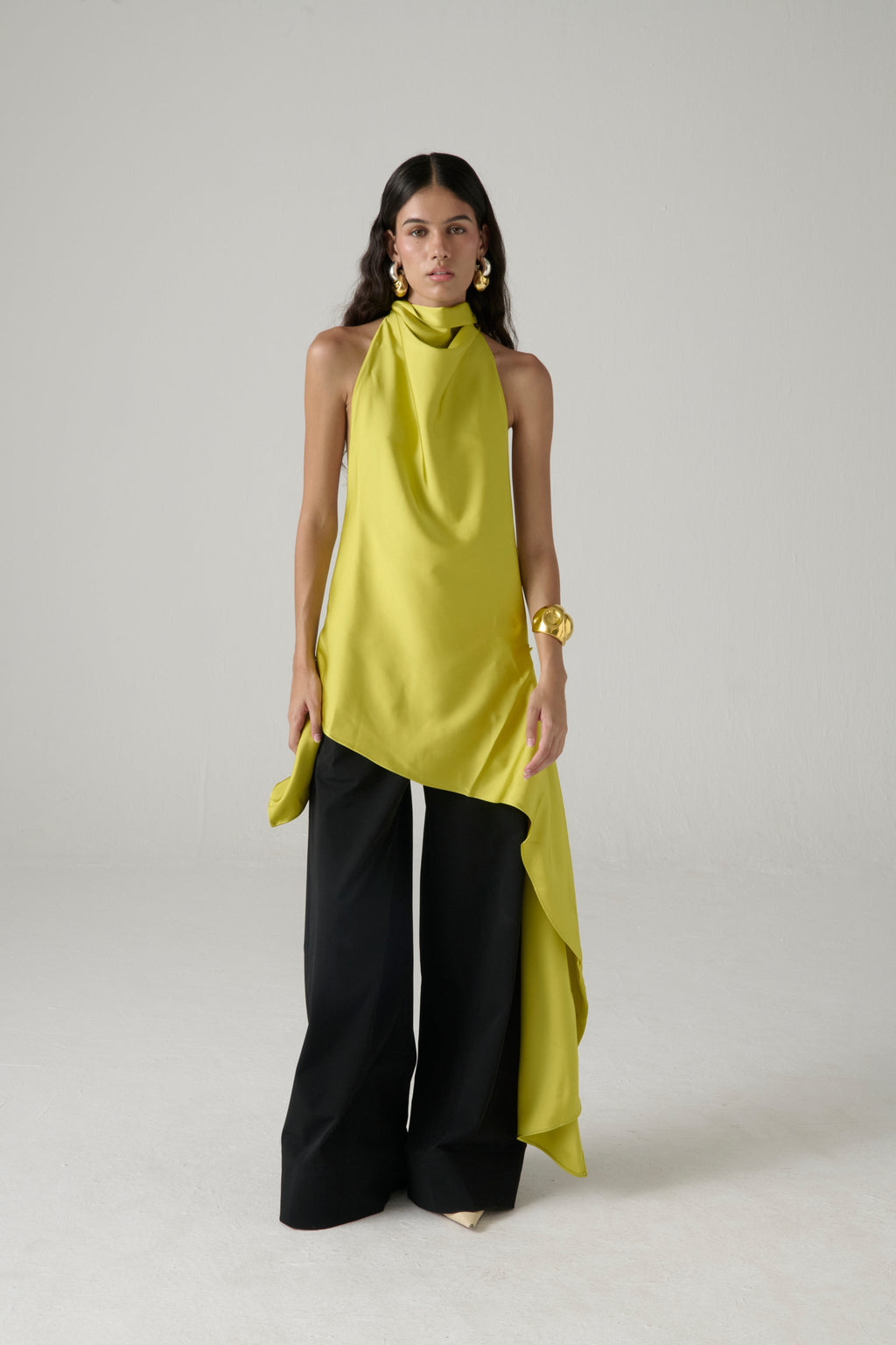 Blusa halter La Joyita en verde lima