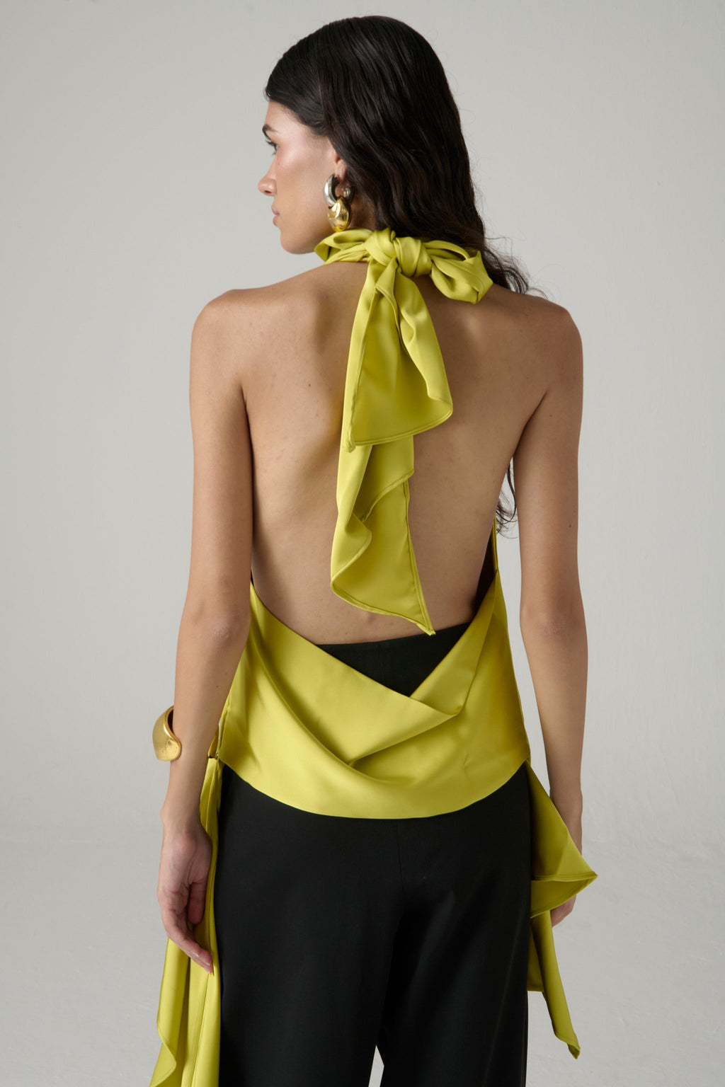 Blusa halter La Joyita en verde lima