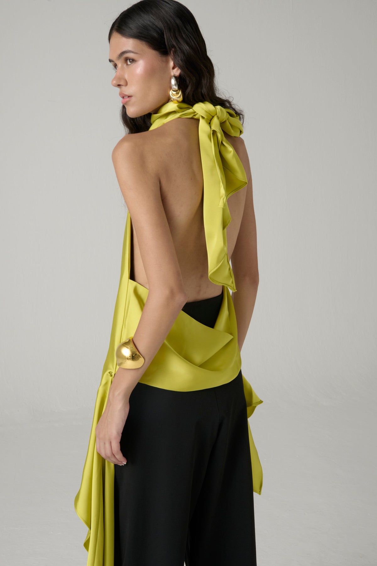Blusa halter La Joyita en verde lima