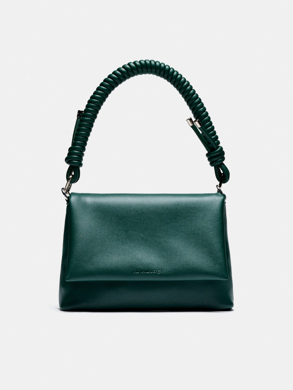 Bolso Olivia Verde de piel vegana con dos cadenas