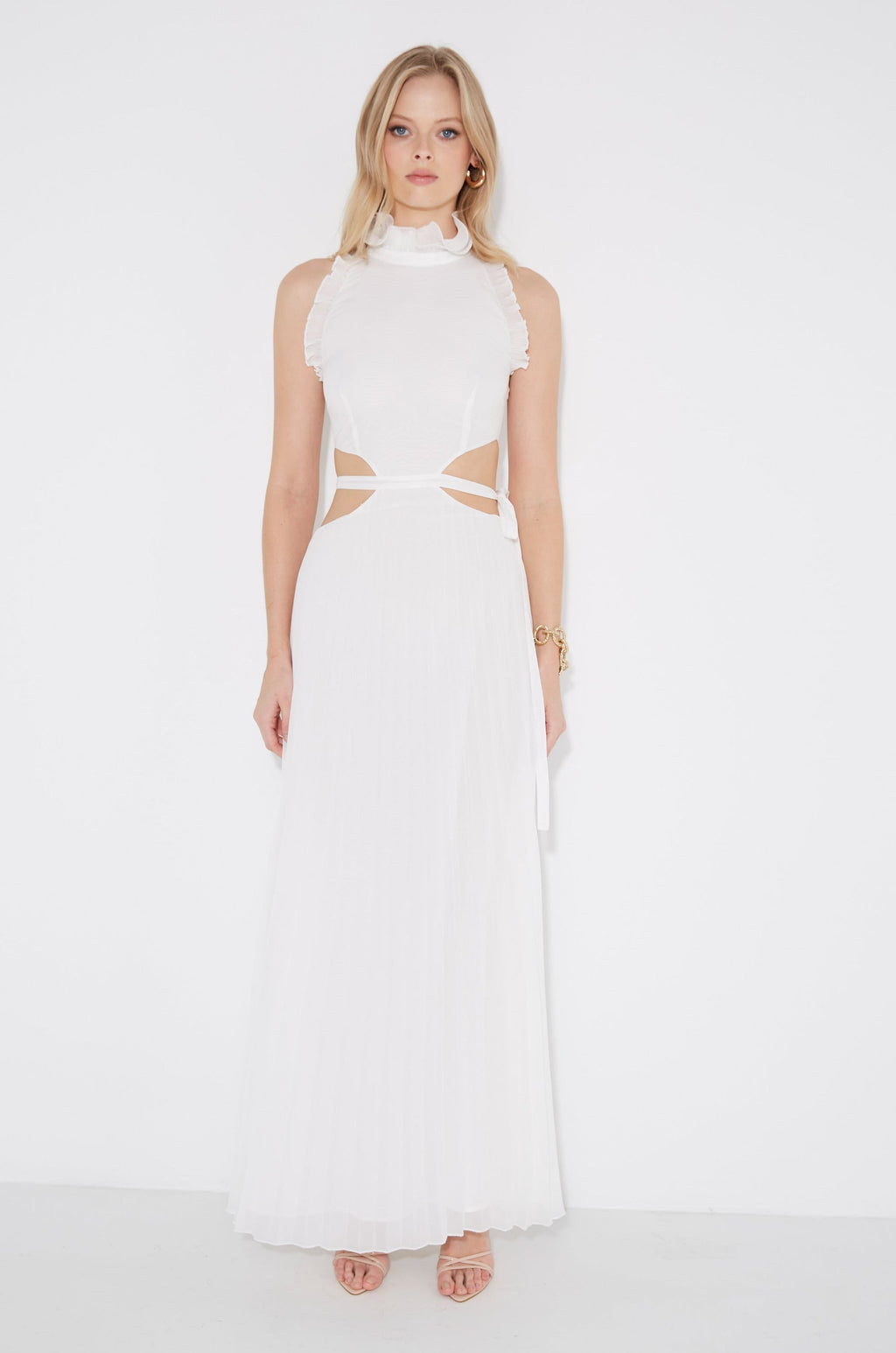 Vestido maxi Noya plisado con cut-out en la cintura