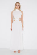 Vestido maxi Noya plisado con cut-out en la cintura