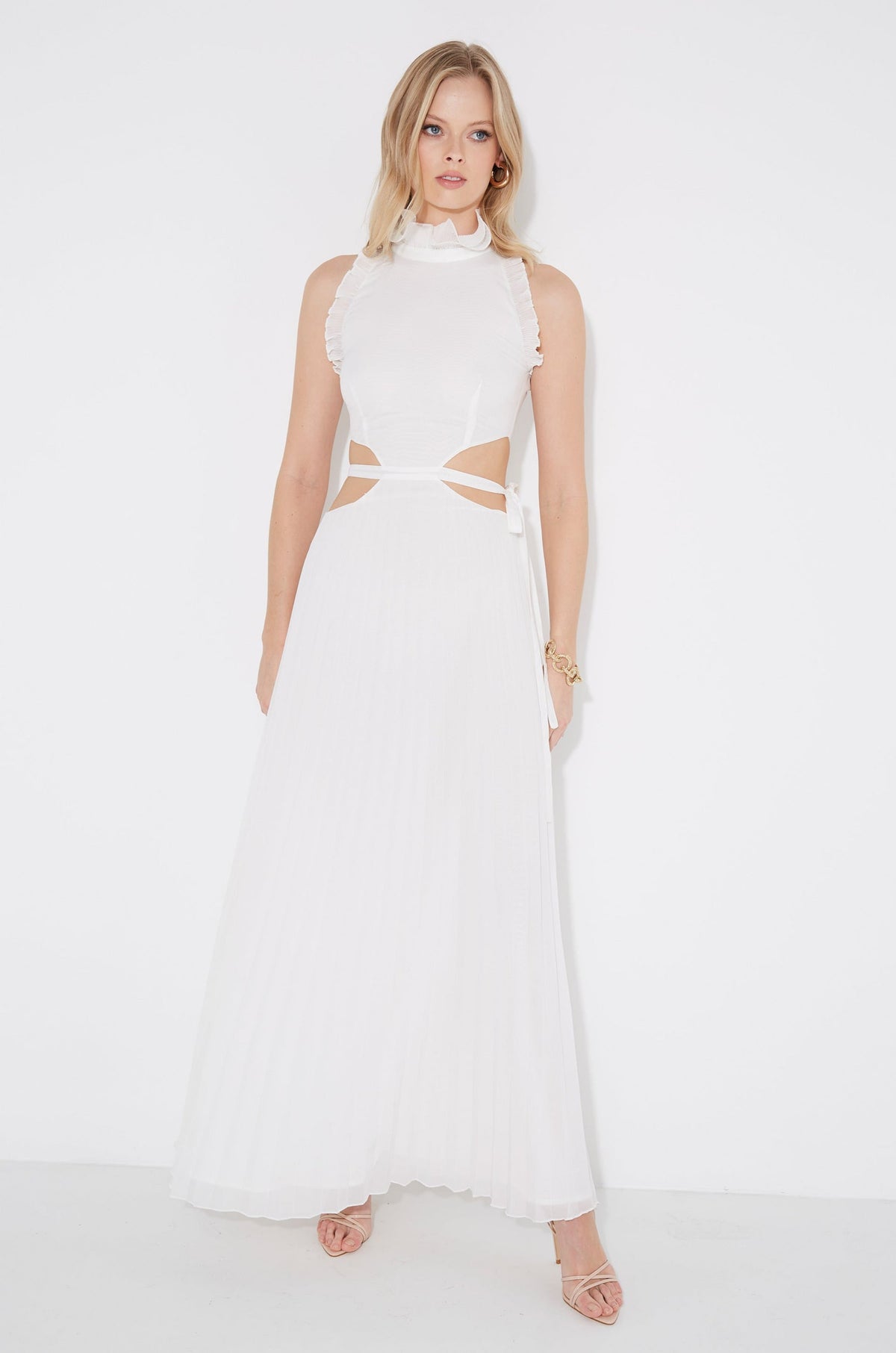 Vestido maxi Noya plisado con cut-out en la cintura
