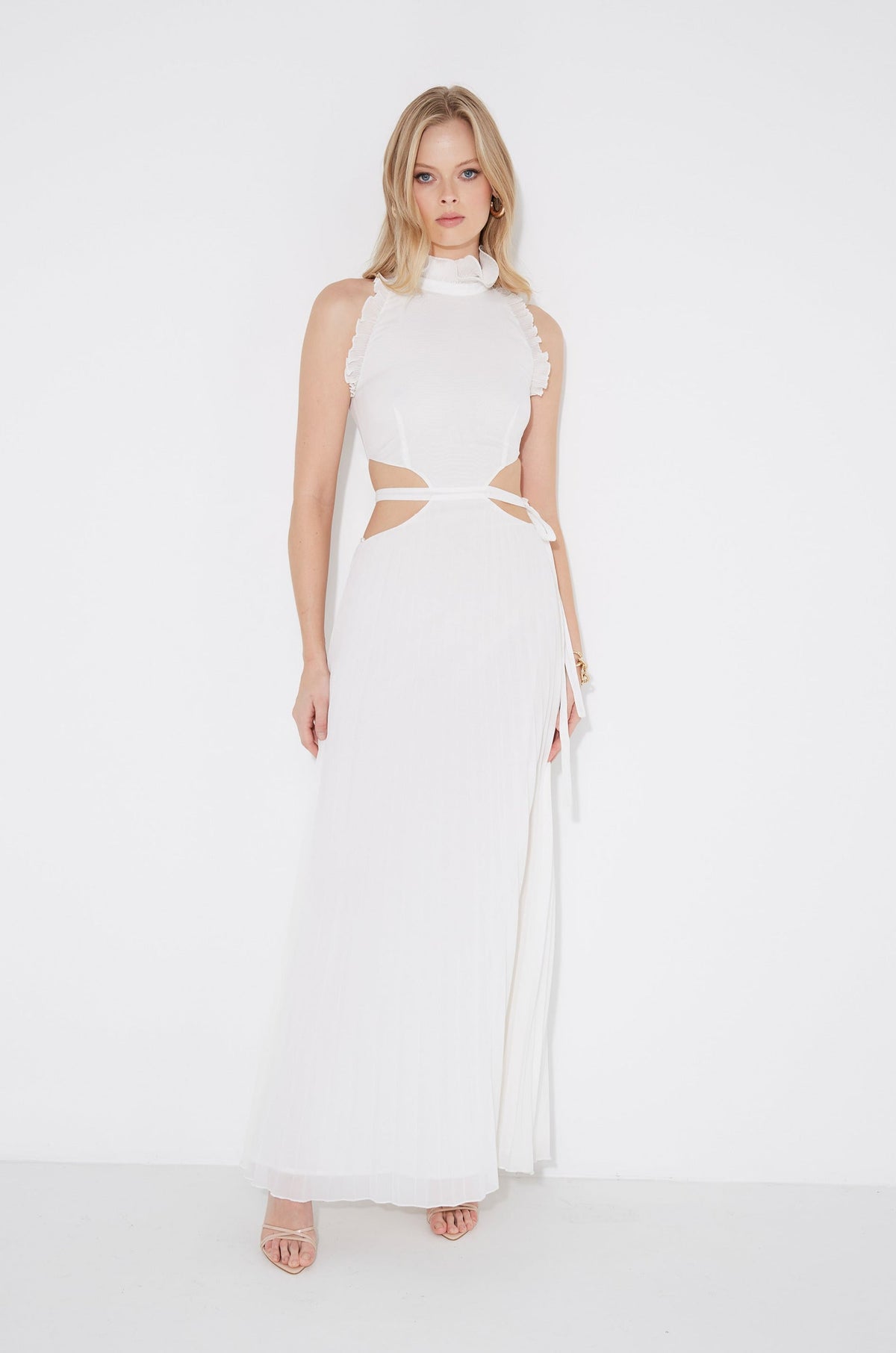 Vestido maxi Noya plisado con cut-out en la cintura