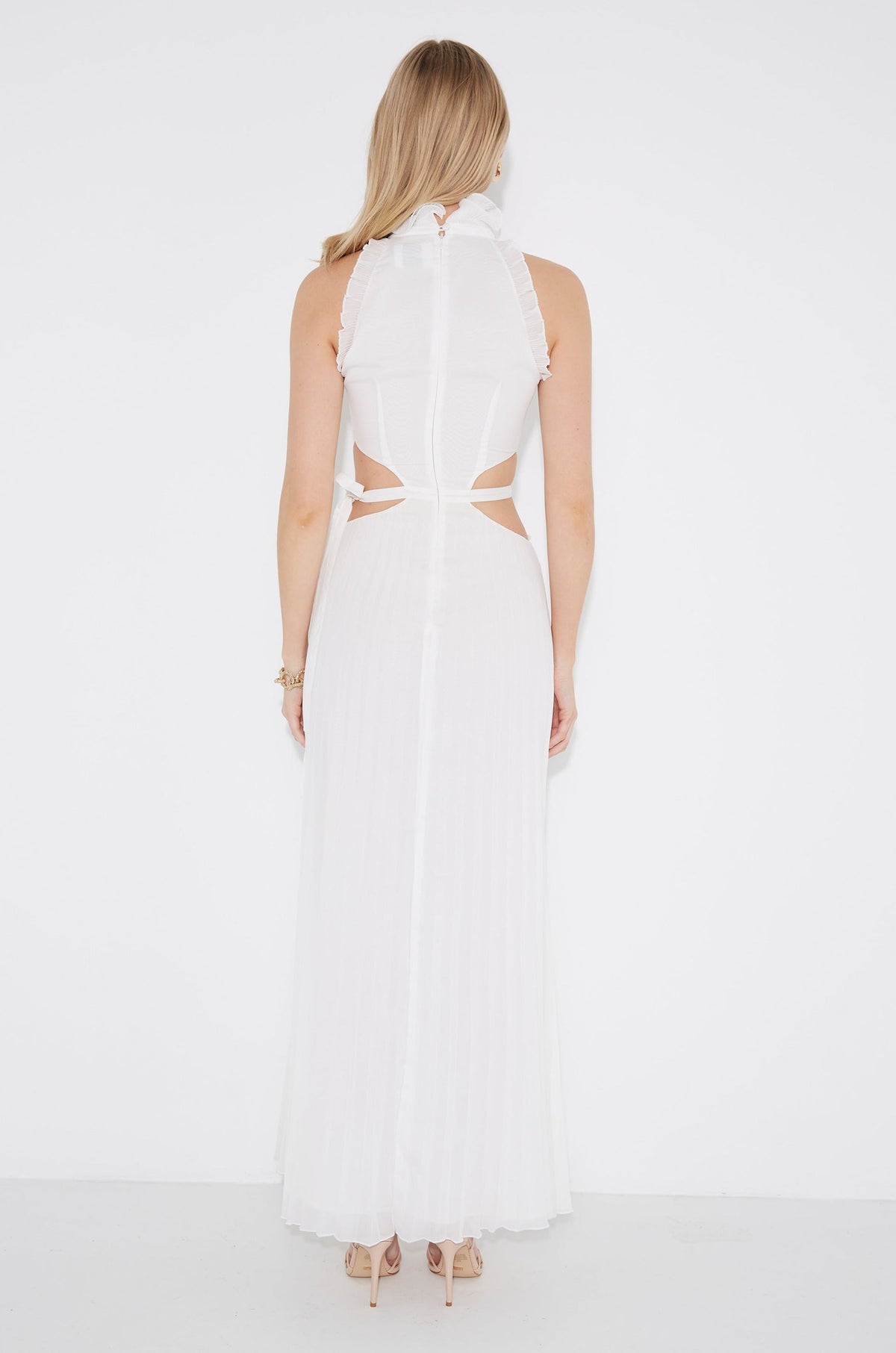 Vestido maxi Noya plisado con cut-out en la cintura