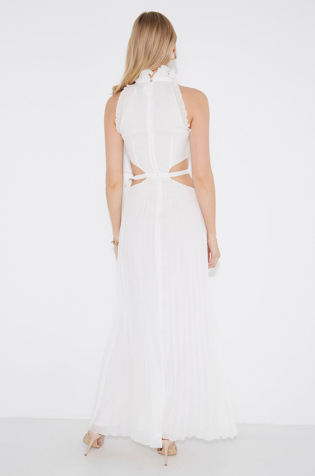Vestido maxi Noya plisado con cut-out en la cintura