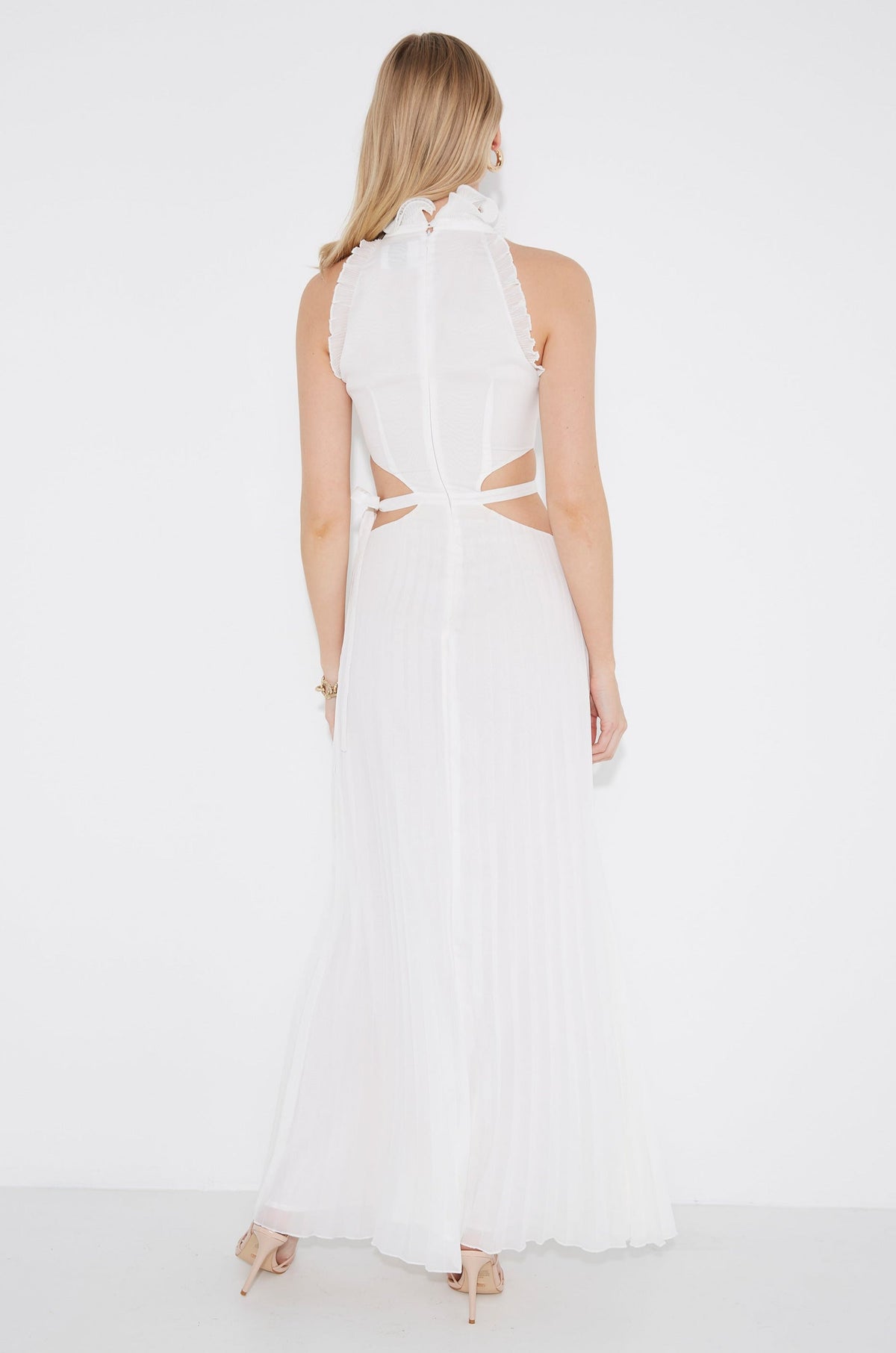 Vestido maxi Noya plisado con cut-out en la cintura
