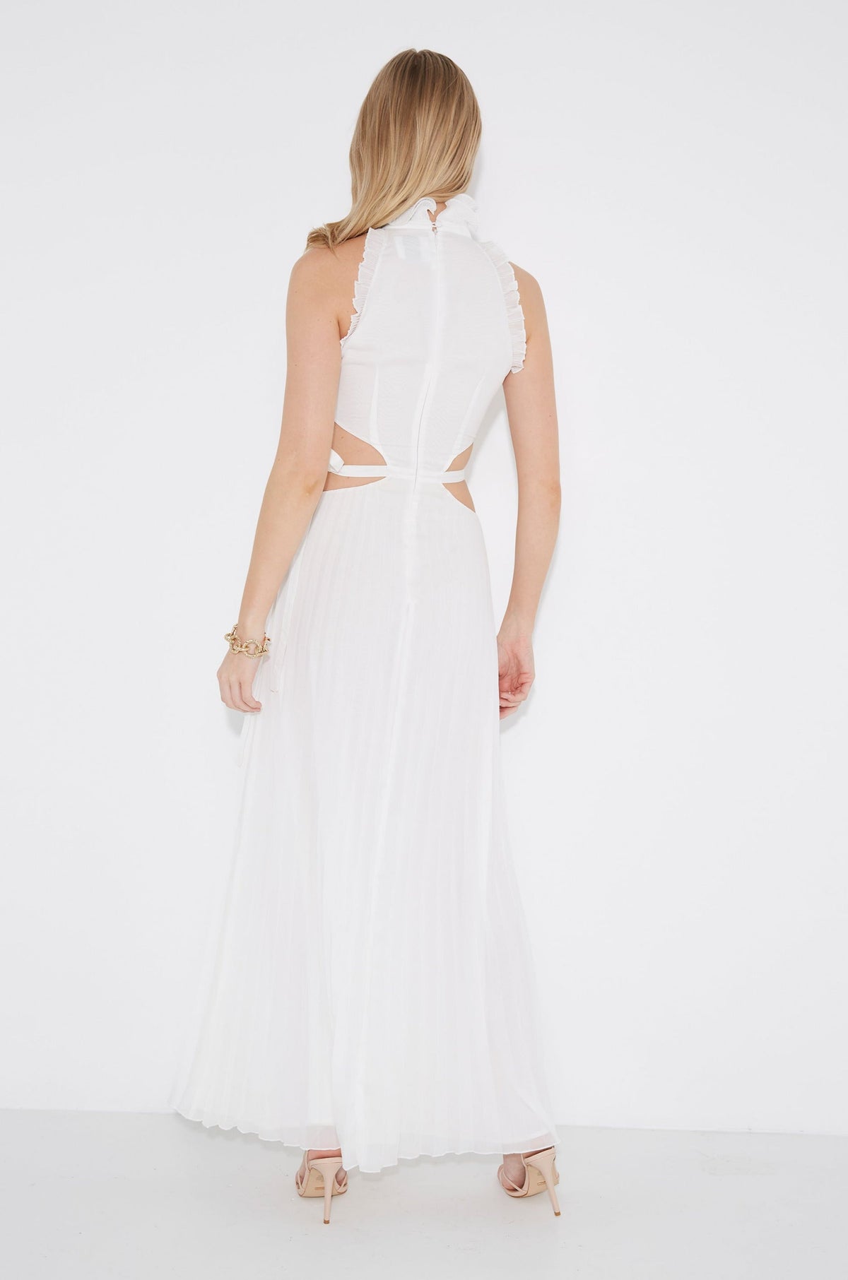 Vestido maxi Noya plisado con cut-out en la cintura