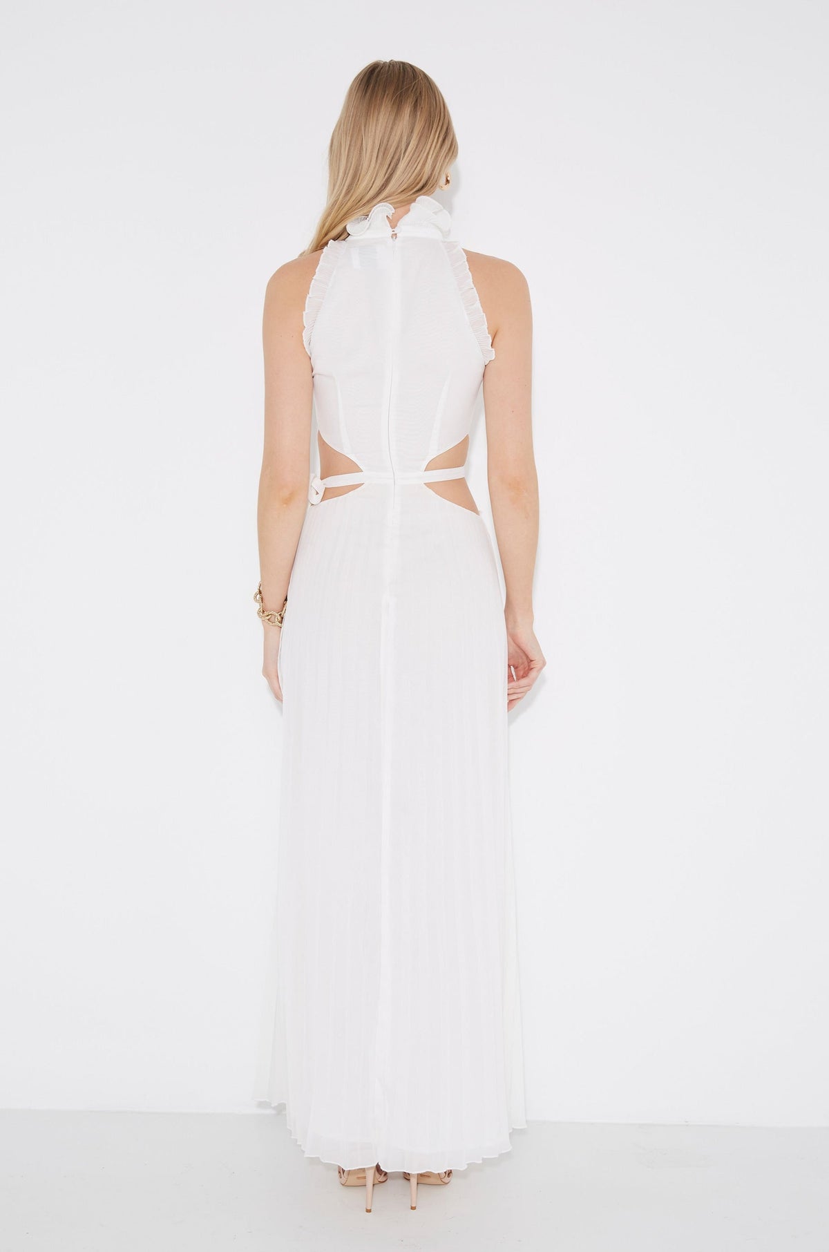 Vestido maxi Noya plisado con cut-out en la cintura