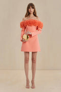 Vestido mini Rumi floral de tul con hombros descubiertos