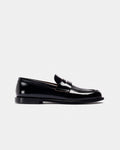 Mocasín negro de charol con tacón bajo | GLASS