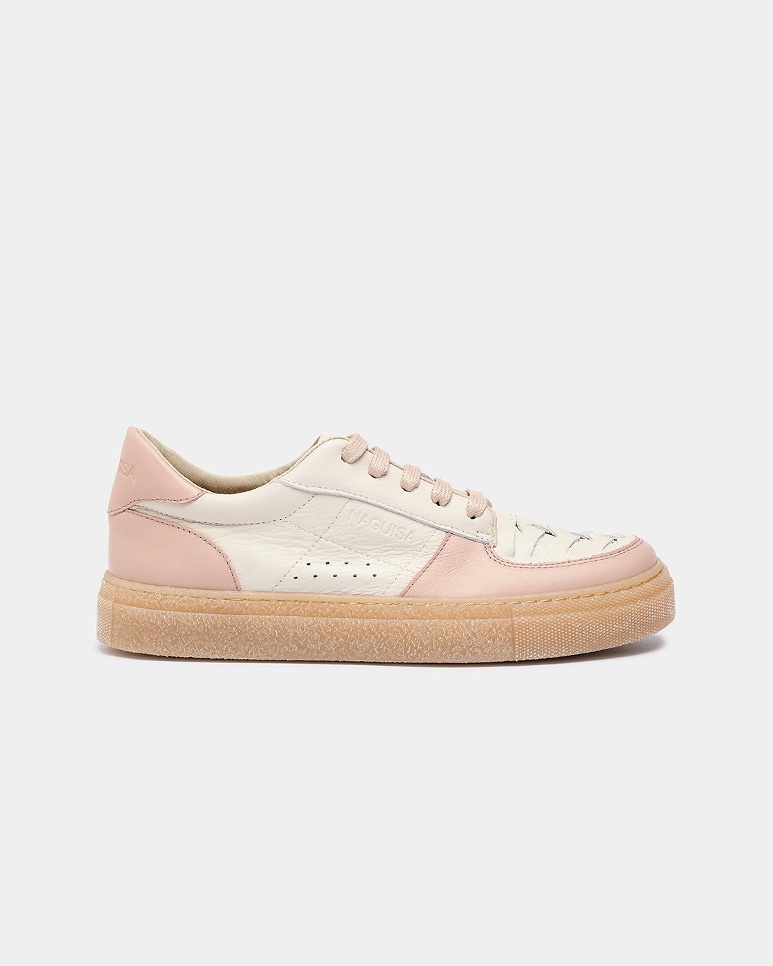 Zapatilla de piel crudo y malva | BAMBA