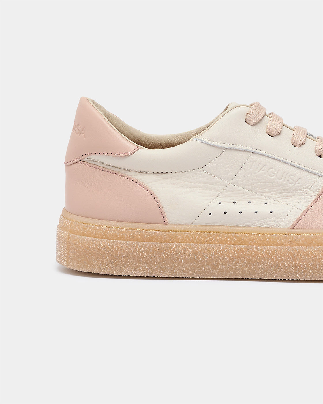 Zapatilla de piel crudo y malva | BAMBA