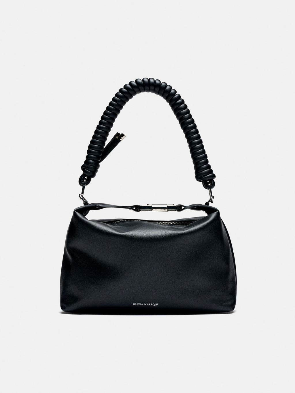 Bolso Kenza Medium negro de piel vegana con dos cadenas