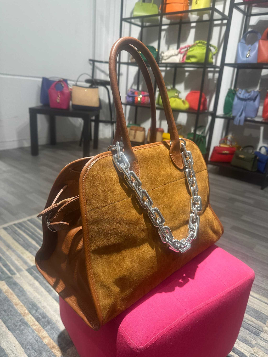 Cadena gruesa dorada de celulosa para bolso