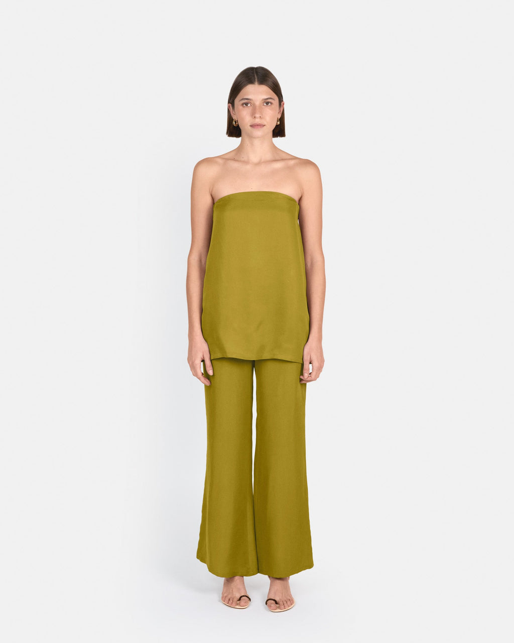 Pantalón palazzo de tiro alto en cupro
