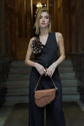 Bolso silla de montar camel de piel vacuna