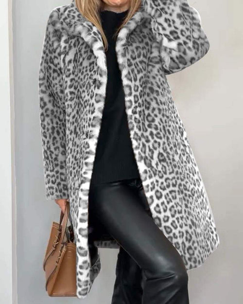 Abrigo largo de mujer con estampado de leopardo