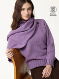 Jersey de mezcla con lana merino y bufanda desmontable