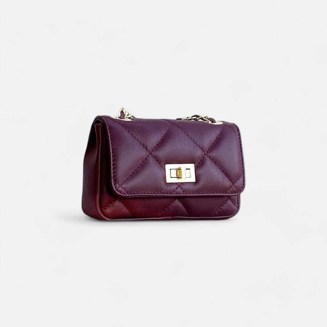 Bolso bandolera Mini 19 acolchado burdeos