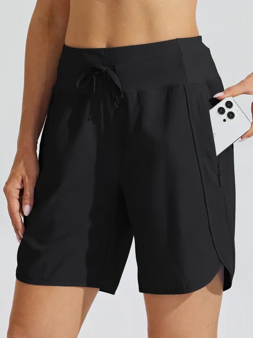 Short deportivo de mujer con cintura alta y bolsillos