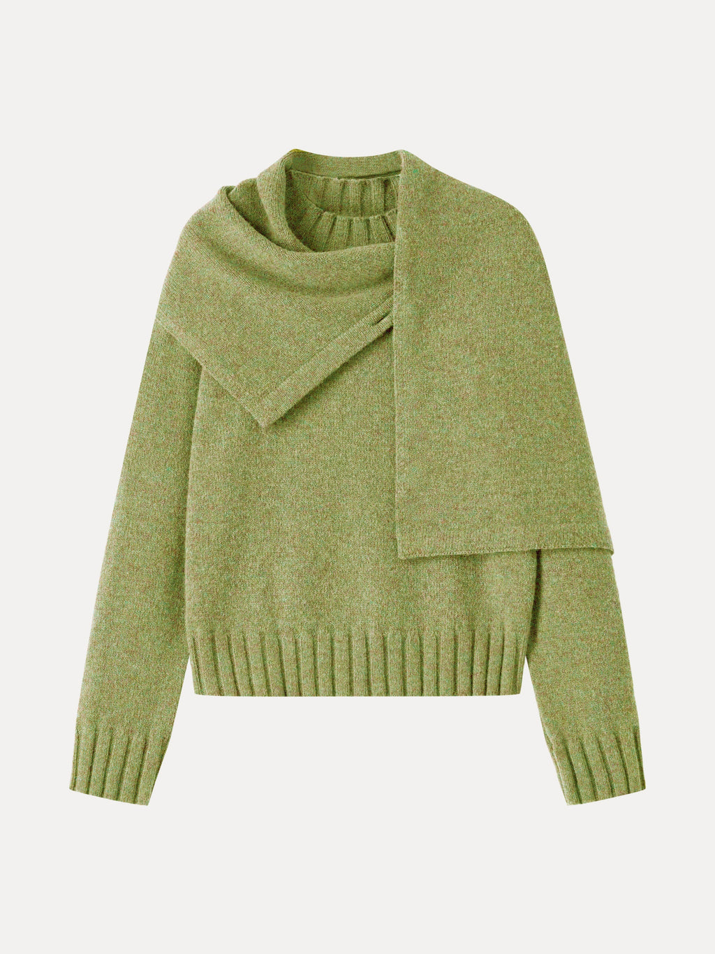 Jersey de mezcla con lana merino y bufanda desmontable