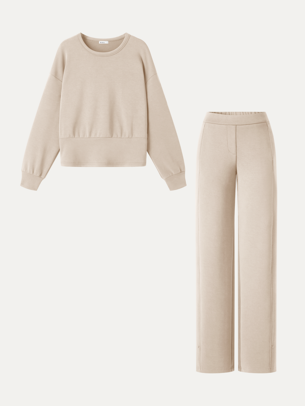 Conjunto de felpa elástica con top y pantalón ancho