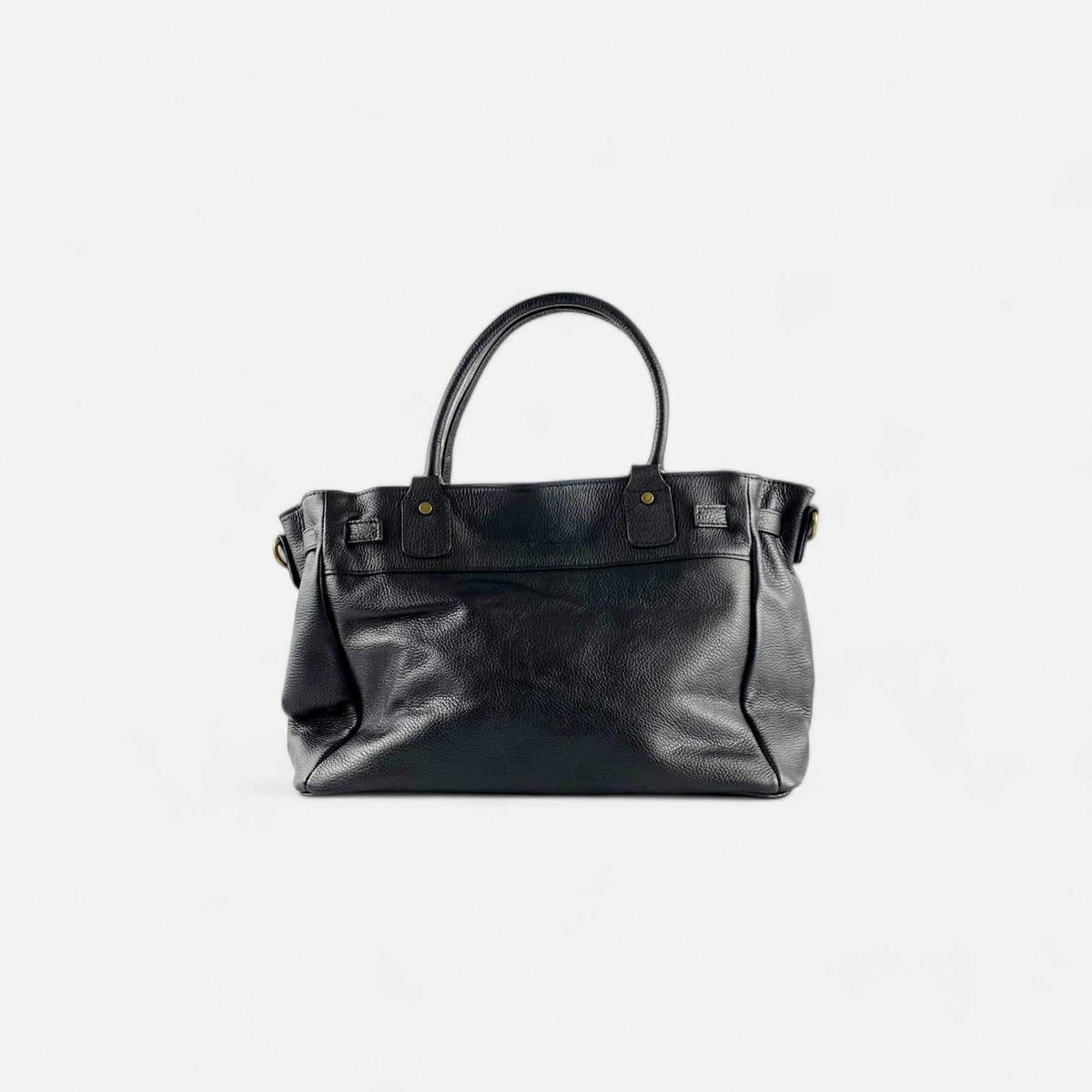 Bolso de trabajo negro de piel vacuna con cremallera