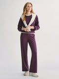 Conjunto de felpa elástica con top y pantalón ancho