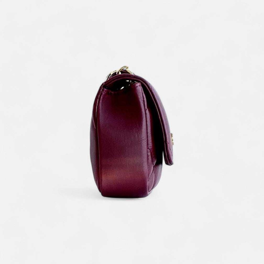 Bolso bandolera Mini 19 acolchado burdeos