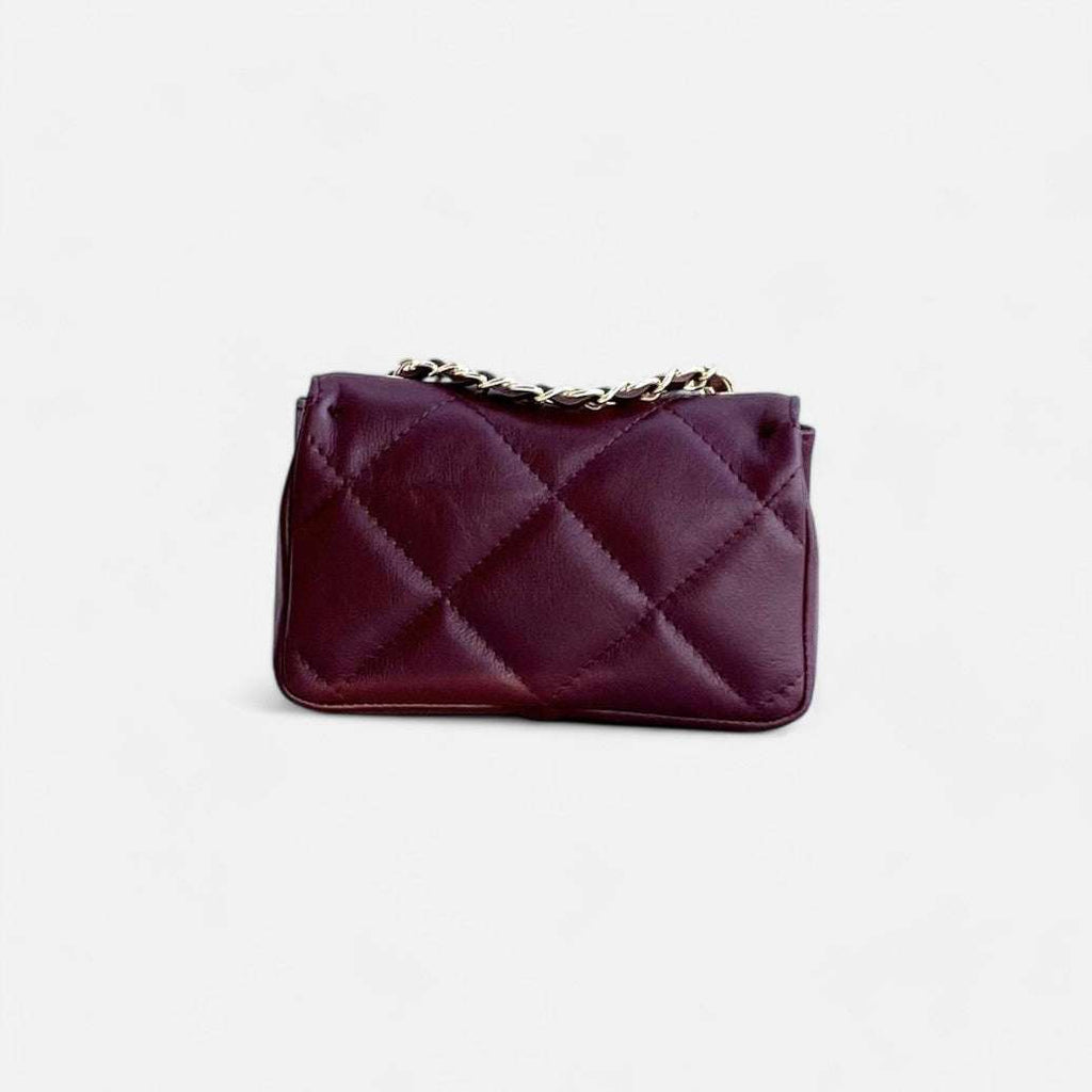 Bolso bandolera Mini 19 acolchado burdeos