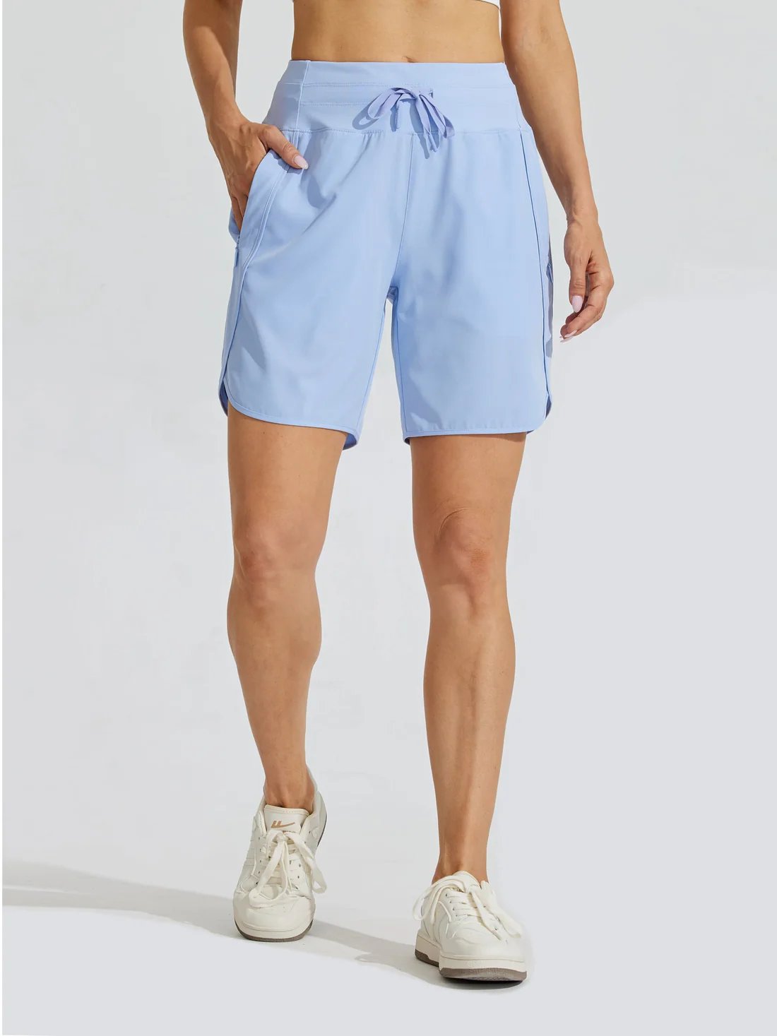 Short deportivo de mujer con cintura alta y bolsillos
