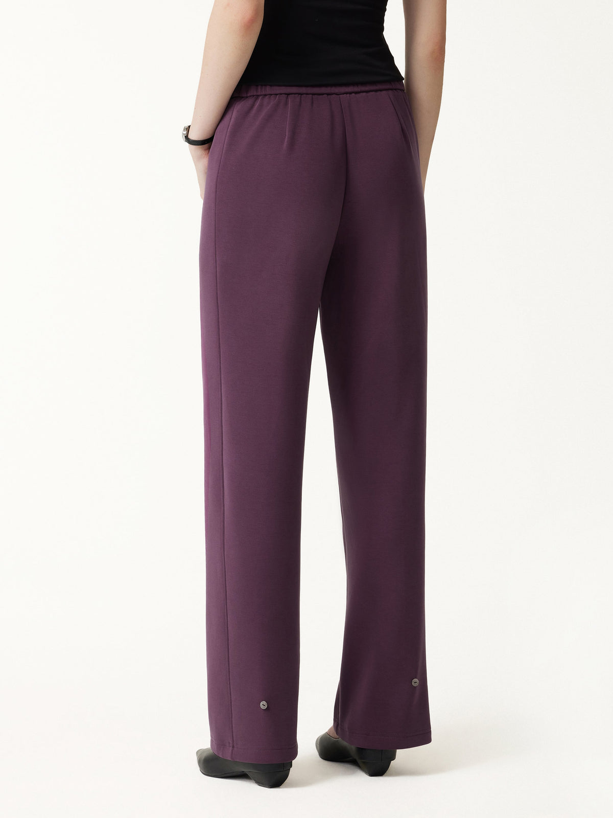 Conjunto de felpa elástica con top y pantalón ancho