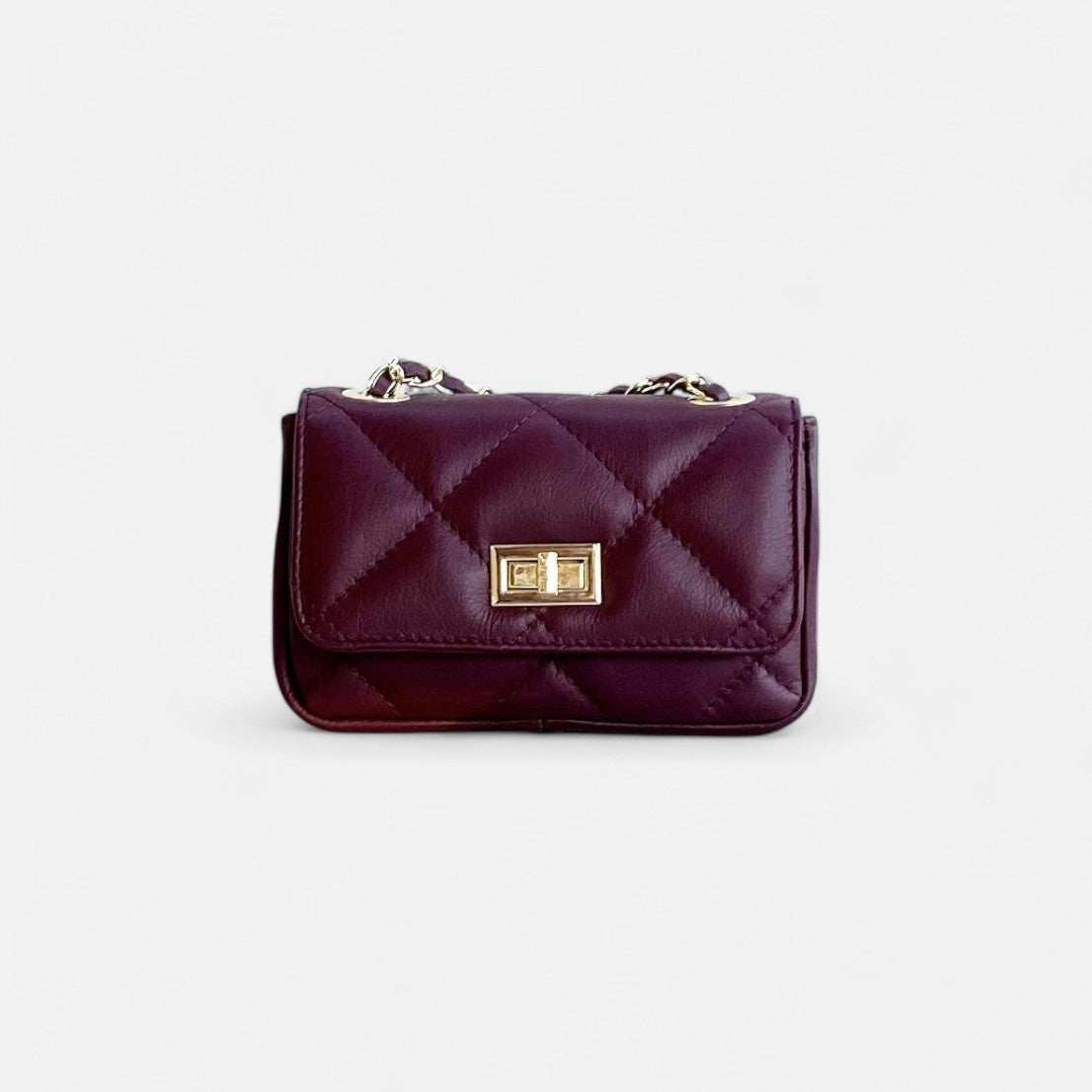 Bolso bandolera Mini 19 acolchado burdeos