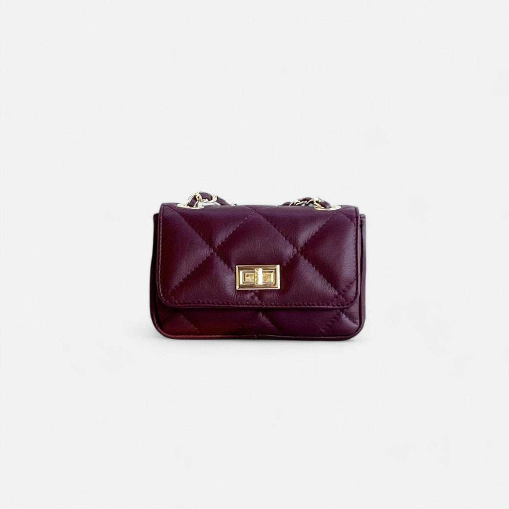 Bolso bandolera Mini 19 acolchado burdeos