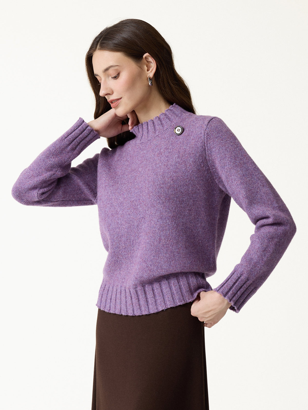 Jersey de mezcla con lana merino y bufanda desmontable