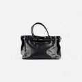 Bolso de trabajo negro de piel vacuna con cremallera