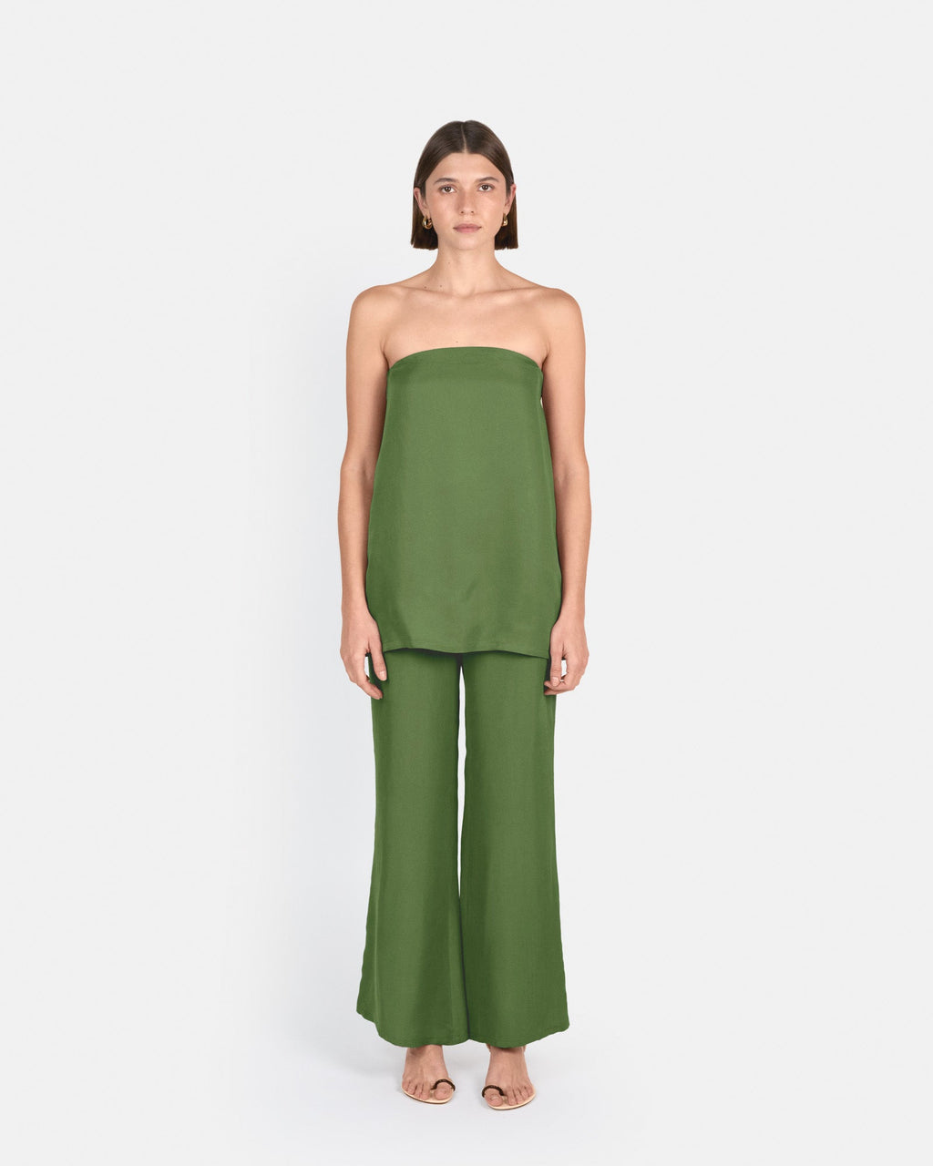 Pantalón palazzo de tiro alto en cupro