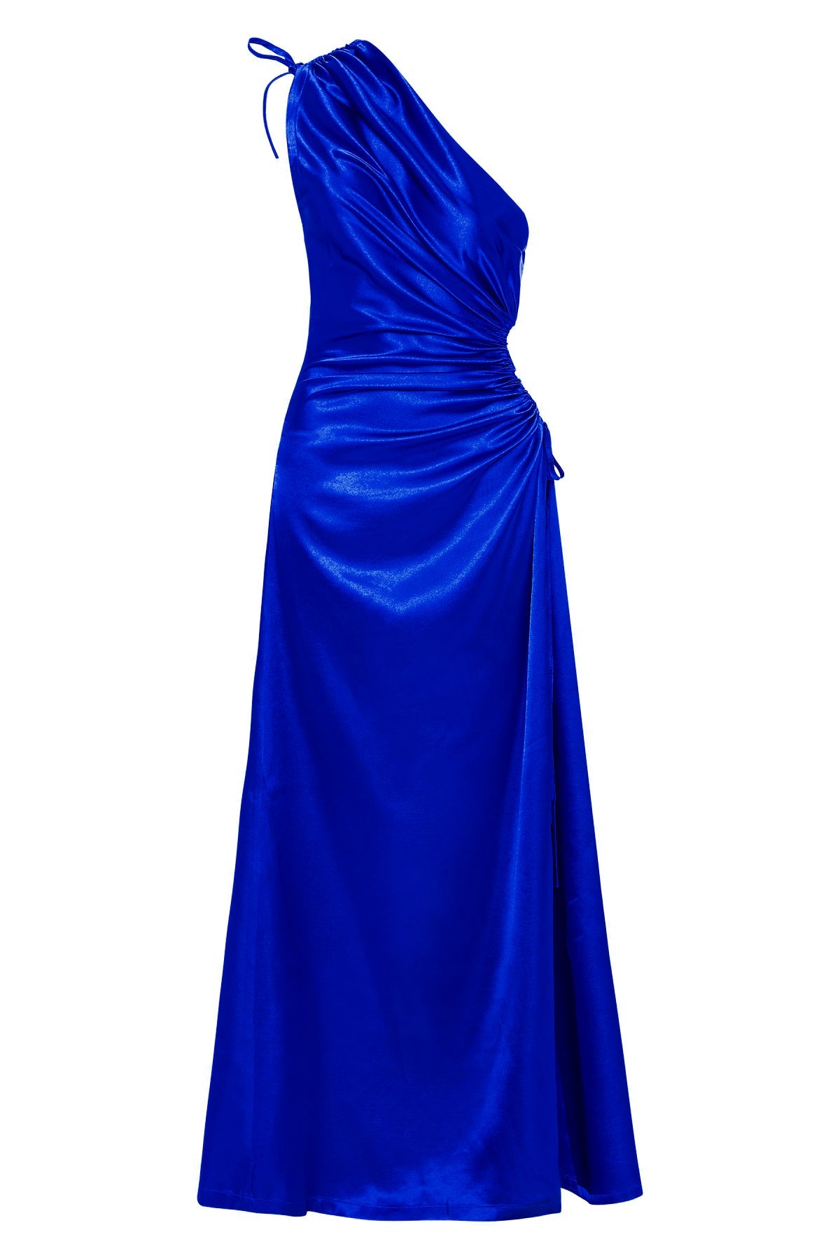 Vestido maxi Nour azul marroquí de un hombro con cut-out