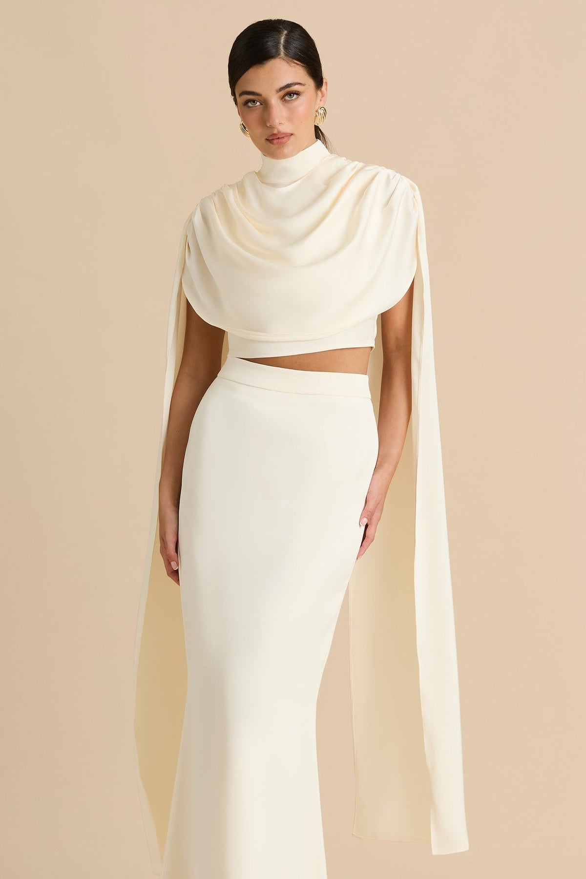 Top corto Aurelia drapeado con espalda capa